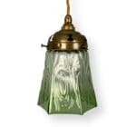 Small Art Nouveau Green Glass Pendant Light