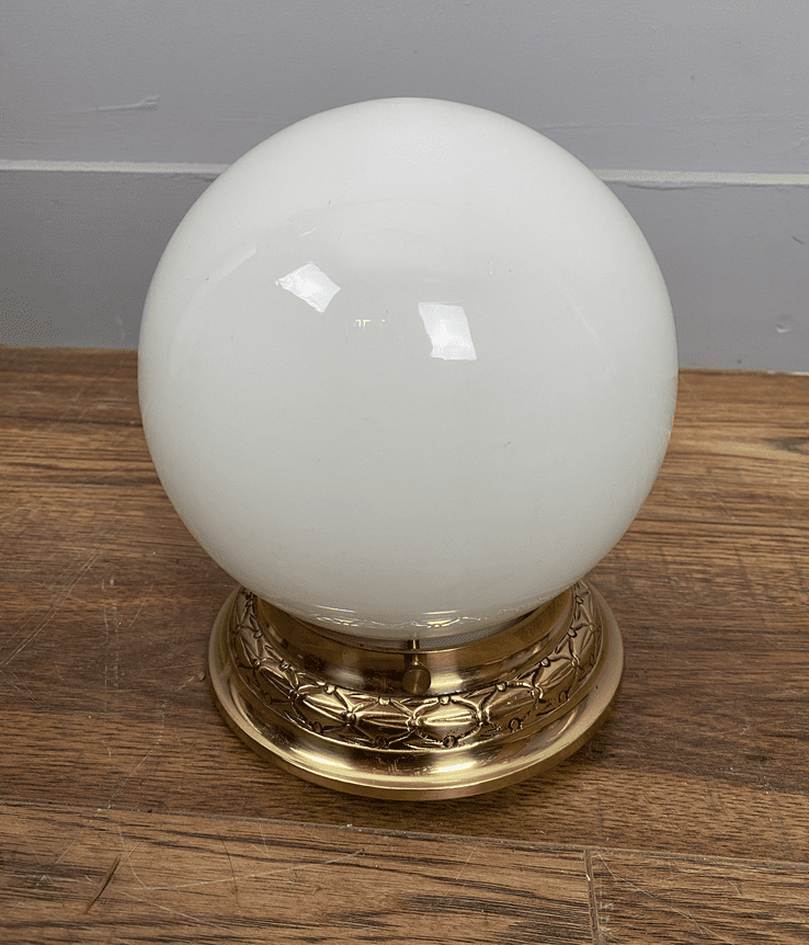 Flush Fitting Opaline Glass Globe Within Brass Ring