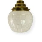 Small White Glass Pendant Light with Checked Pattern