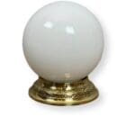 Flush Fitting Opaline Glass Globe within Brass Ring