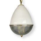 White Porcelain and Prismatic Glass Pendant Light