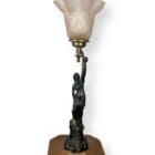 Art Deco Spelter Statue Figural Table Lamp