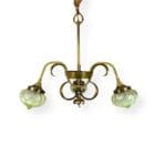 Arts and Crafts Chandelier with Vaseline glass Shades