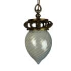 Arts Nouveau Vaseline Glass Teardrop Pendant Light