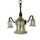 Brass Art Nouveau Three Arm Chandelier