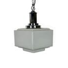 Extra Large Hexagonal Art Deco Opaline Pendant Light